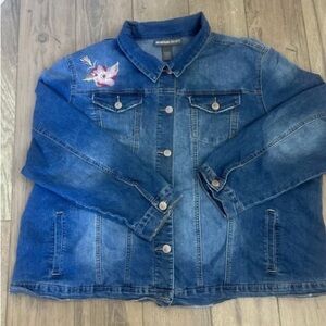 Wonder Nation Denim Jacket with Pink Floral Detail